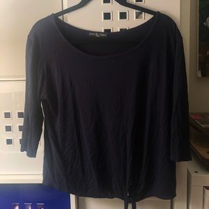Soft navy blue tie up blouse.